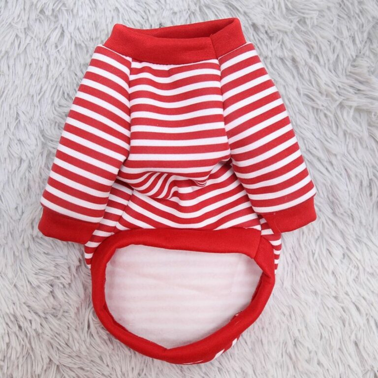 Sudadera rayada roja con osito de peluche para mascotas - Imagen 7
