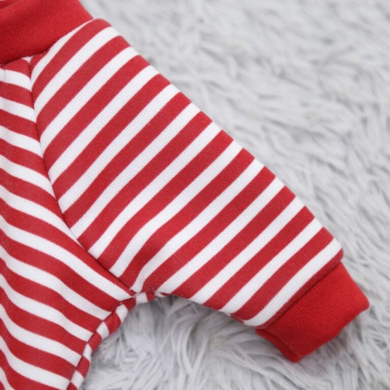 Sudadera rayada roja con osito de peluche para mascotas - Imagen 6