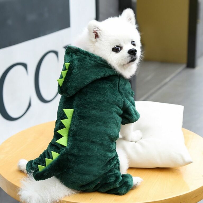 Sudadera con diseño de dinosaurio verde para mascotas