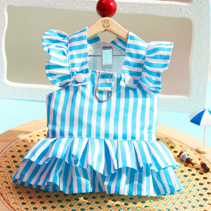 Maypet | Vestido de verano para mascota de rayas celeste - Imagen 2