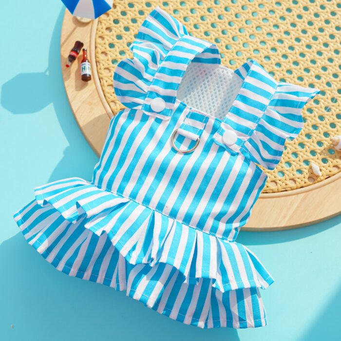 Maypet | Vestido de verano para mascota de rayas celeste - Imagen 3