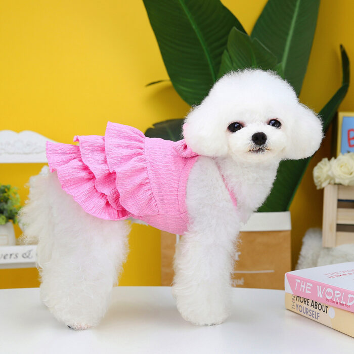 Maypet | Vestido de verano para mascota de olanes rosa - Imagen 6