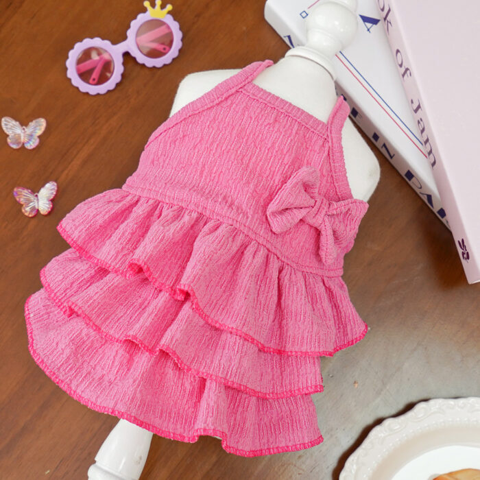 Maypet | Vestido de verano para mascota de olanes rosa - Imagen 4