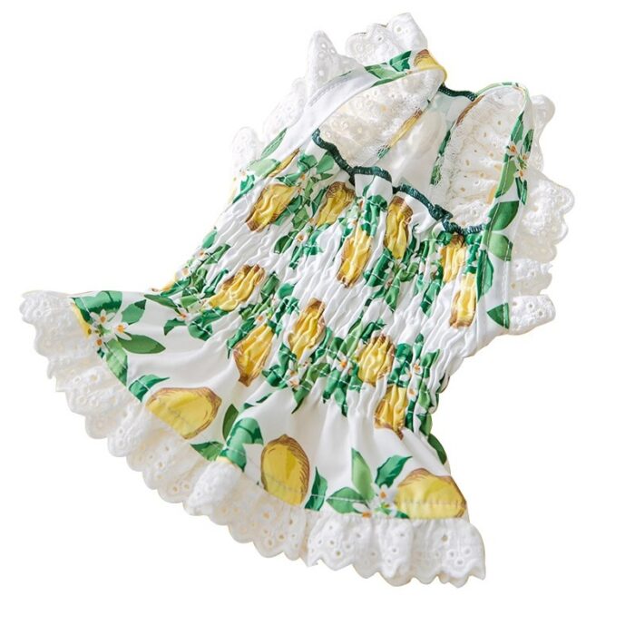 Maypet |Vestido para mascota de verano con decoración de limones