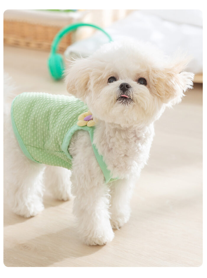 Maypet | Vestido para mascota en color verde con detalles de flor - Imagen 2
