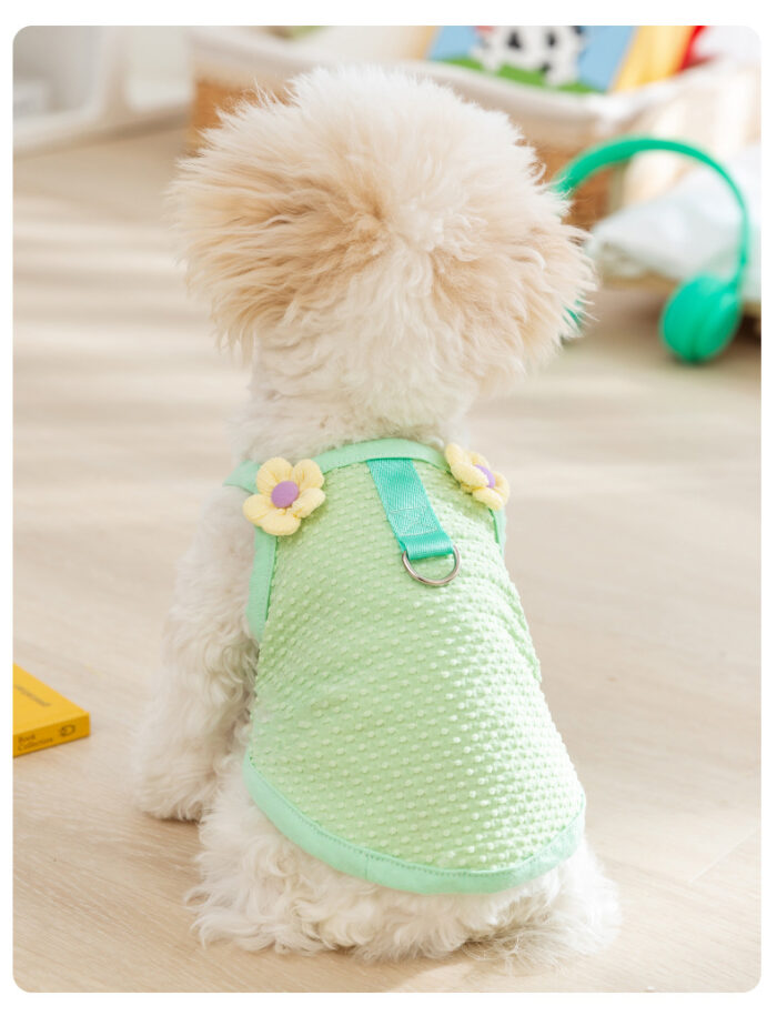 Maypet | Vestido para mascota en color verde con detalles de flor - Imagen 3