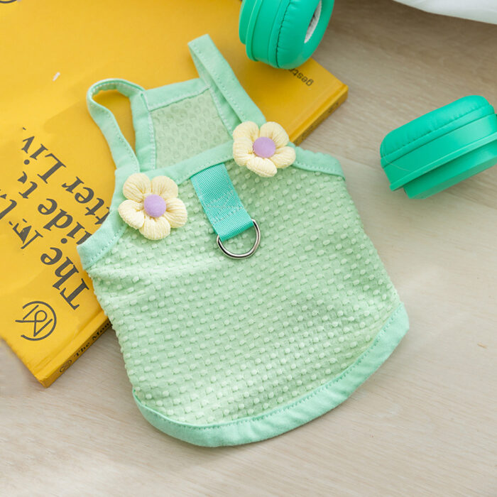 Maypet | Vestido para mascota en color verde con detalles de flor - Imagen 4